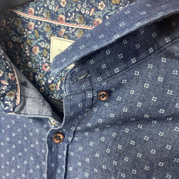 7 Diamonds Shirt Men Large Blue Button Down Geometric Innervisions SMK-6092 - Picture 7 of 15